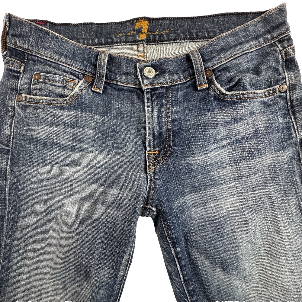 7 For All Mankind Bootcut Jeans Womens 27 Blue Medium‎ Wash Low Rise Stretch - Picture 3 of 8